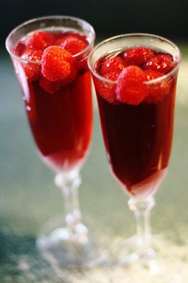 Pom-Rasberry Champagne Cocktails
