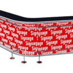 Pop up bar V-shape with sample signage application