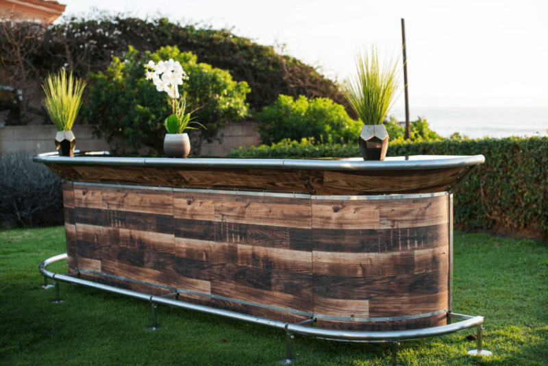 Portable modular Flash Bar with Antique Planked Chestnut Laminate