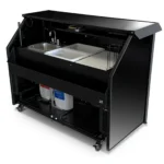 Professional portable bar black frame with optional self contained sink system Professional portable bar black frame with optional self contained sink system