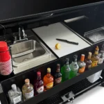 Professional portable bar workstation with optional sink and stainless steel icebin Professional portable bar workstation with optional sink and stainless steel icebin