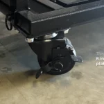 This folding bar features eight industrial-strength plated casters This folding bar features eight industrial-strength plated casters