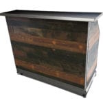 Rustic Standard Portable Bar Antique Tobacco Pine Front With Black Counter Top