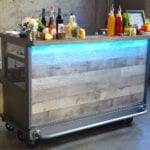 Distressed Portable Bar in Rediscovered Oak Planked laminated with LED
