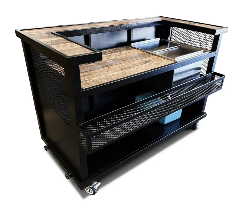 Black Heavy Duty Bar in Salem Planked Chestnut Laminate with Ice Bin w/ Tank