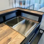 Black Heavy Duty Bar in Salem Planked Chestnut Laminate with Ice Bin w/ Tank