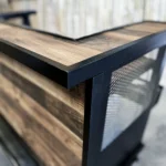 Black Heavy Duty Bar in Salem Planked Chestnut Laminate Panels - Counter Detail