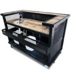 Black Heavy Duty Bar in Salem Planked Chestnut Laminate with Sink Self-Contained - Hot & Room Temp