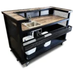 Black Heavy Duty Bar in Salem Planked Chestnut Laminate with Sink Self-Contained - Hot & Room Temp