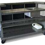 Distressed Rolling Bar with Ice Bin and Drain tank