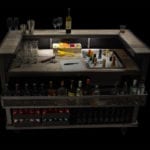 fully loaded distressed bar with work station lights