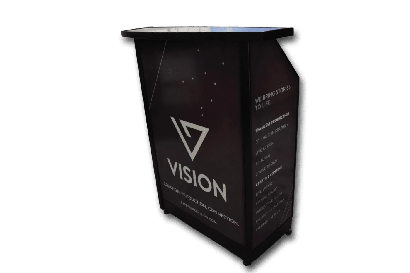 Compact Bar with Black Frame and Graphics Made for Vision Marketing