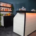 Curved Counter Professional Portable Bar and Fold and Roll Back Bar with Laminate Panels and LED Kit Curved Counter Professional Portable Bar and Fold and Roll Back Bar with Laminate Panels and LED Kit