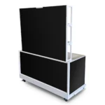 Fold and Roll Back Bar with White Frame and Black Acrylic Panels – Back View Fold and Roll Back Bar with White Frame and Black Acrylic Panels – Back View