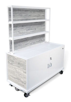 fold and roll back bar white frame laminated panels