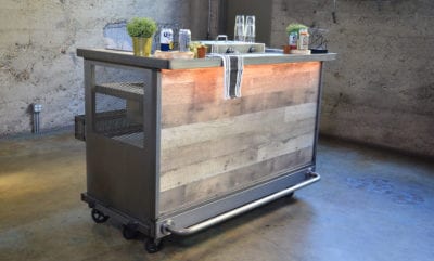 Distressed Portable Bar & Jockey Box With LED Lighting