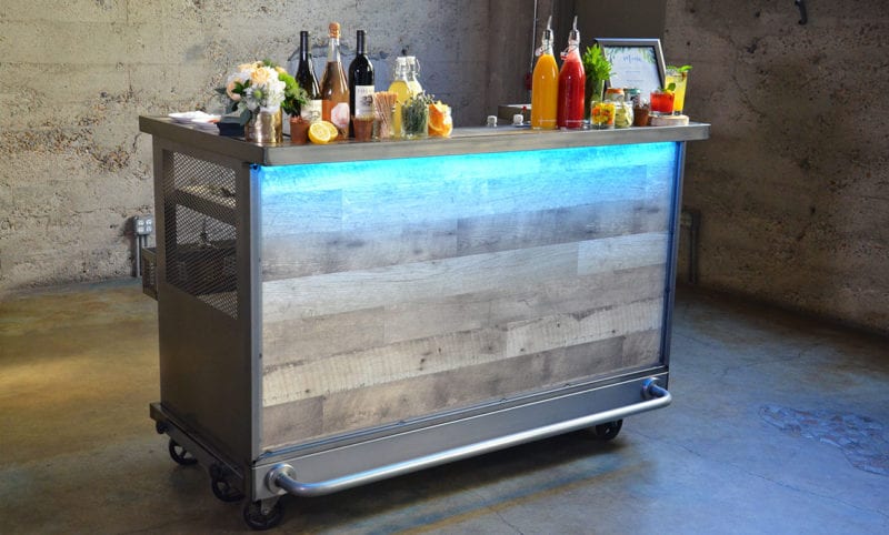 Distressed Portable Bar With LED Lighting