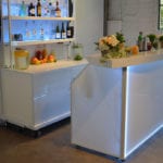 Professional Bar Curved Counter Fold Roll Back Bar white acrylic LED
