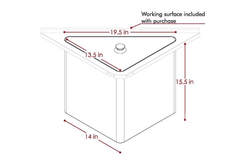 20 LB Capacity Drop In Ice Bin FB 90 Corner Segment Detailed Dimensions