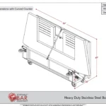 Curved Counter Heavy Duty Fold & Roll Bar Folded Dimension