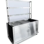 Stainless Steel Fold and Roll Back bar - in white acrylic panel