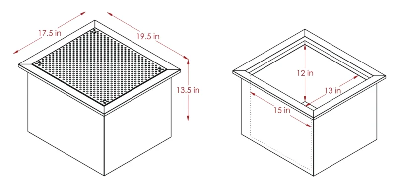 Drop-in Drainboard Spec Sheet Main Product Dimensions